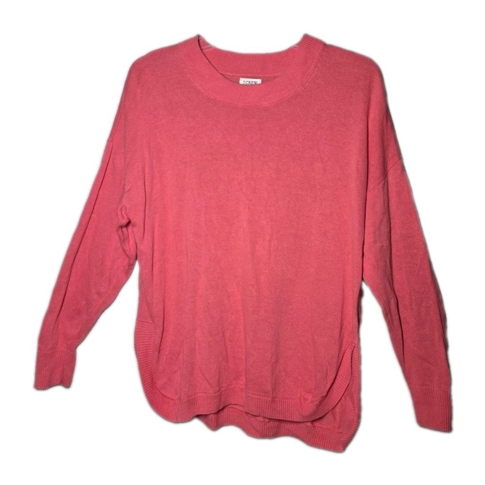 J.Crew Coral Linen Viscos Blend Sweater Boatneck Long Sleeve Women M Lightweight